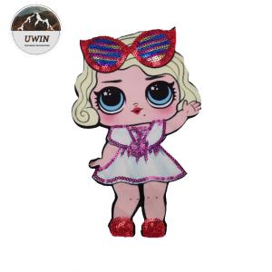 Various Design Doll Embroidered Badge Patch With Sequin / Weave Material