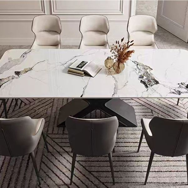Luxury Modern Dining Table Set for 6-8 for Home Kitchen Dining Room or Hotel with Sintered Stone Top Furniture
