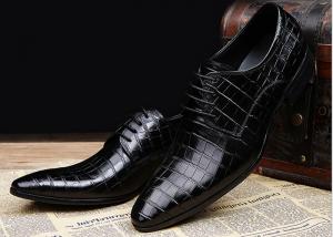 China Embossing Design Mens Patent Leather Dress Shoes Black Lace Up Dress Shoes wholesale