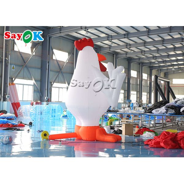 Festival Party Decor White Inflatable Cartoon Characters 13ft Animal Chicken Rooster Model