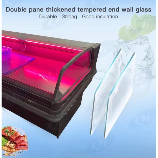 Remote commercial Open Front Meat showcase Butcher refrigeration Equipment seafood display counter