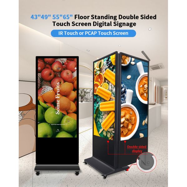 65" Totem Dual Screen Touch Screen Digital Signage Kiosk With Free CMS Software