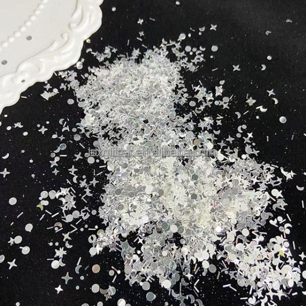 Solvent Resistant Flax Flash Mirror Silver High Flash Silver Anomalous Star Moon Quadpoint Star Mixed Glitter 180-200°C