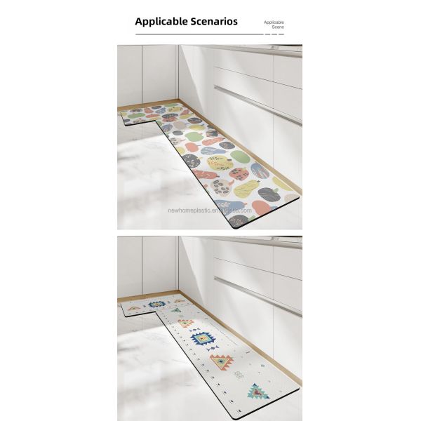 Medium Thickness Reversible Cartoon PVC Kitchen Mat for Non-Slip Floor Protection