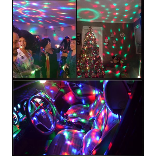 RGB Disco Ball Party Lights DJ Disco Light LED Projector Strobe Lamp Birthday Party Car Club Bar Karaoke Xmas Sound Acti