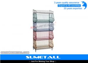 China 5 Tiers Colorful Stackable Wire Metal Shelving , Wire Storage Racks For Promotional Products wholesale