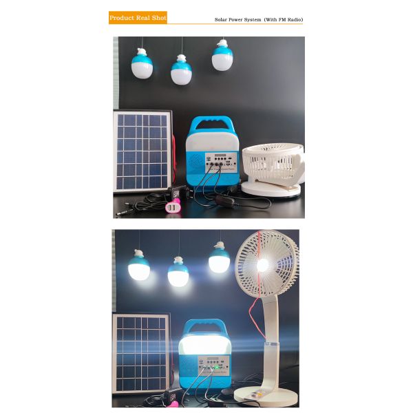 Emergency Lighting Magneto Solar Home System With Radio 5W Solar Lighting Kit