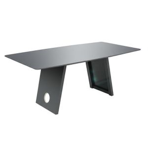 China Matte Surface Finish Ceramic Top Dining Table featuring Rounded Edge Style and Powder Coated Base Finish suitable for office dining areas on sale