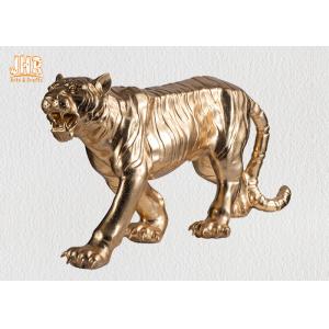 China Large Gold Leafed Polyresin Animal Figurines Tiger Sculpture Table Statue wholesale