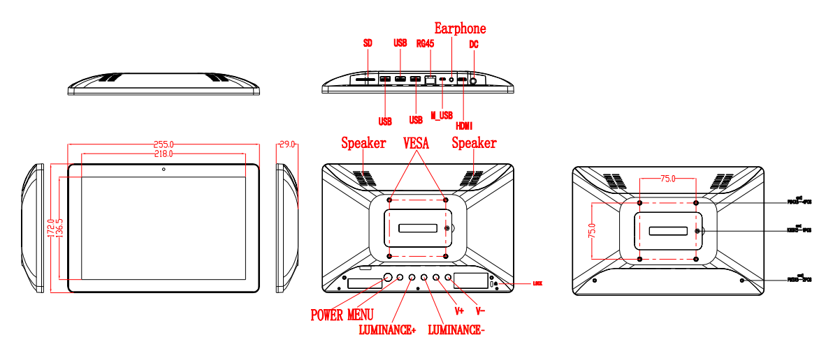 RJ45 Industrial Touch Screen Monitor , Android 6.0 Tablet Touch Monitor Full HD