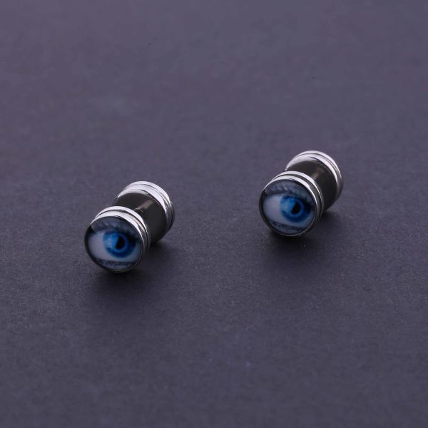 Custom blue eye round stud earrings cool stud earrings for boys