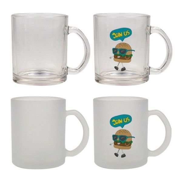 Coated Clear And Frosted Sublimation Glass Mug 11oz Smooth Finish