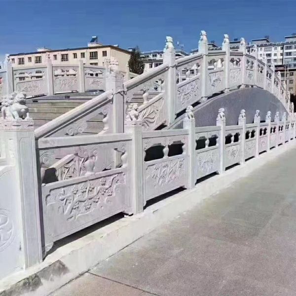 Handrails Marble Stone Sculpture Railing Ornament Craft White Stone Bridge Hotel