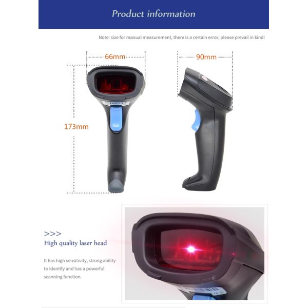 Cost-Effective Wired Omni-Directional Portable 1D bar Code Laser Reader Handheld Barcode Scanner