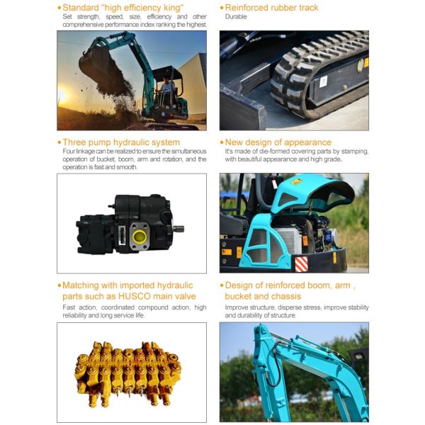 CE EPA 1T 1.5T 2T 3.5T Crawler Mini Excavator Digger With Eaton Hydraulic Valve