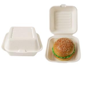 China Compostable Disposable Eco-friendly 6&quot; Clamshell Burger Takeaway Box Sugarcane Bagasse Biodegradable Food Container wholesale