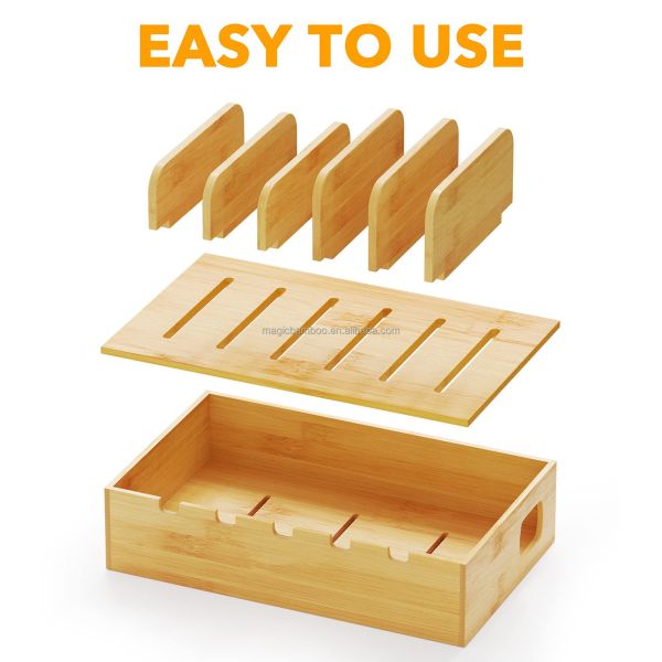 Highly Customized Bamboo Charging Station for Multiple Devices Device Cable Organizer