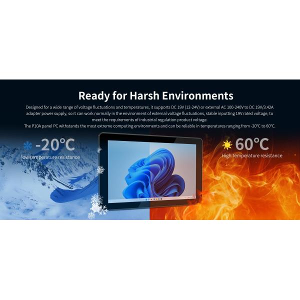 P10A Rugged All-in-One Tablet Computer with Fanless Touchscreen and IP65 Waterproof Rating