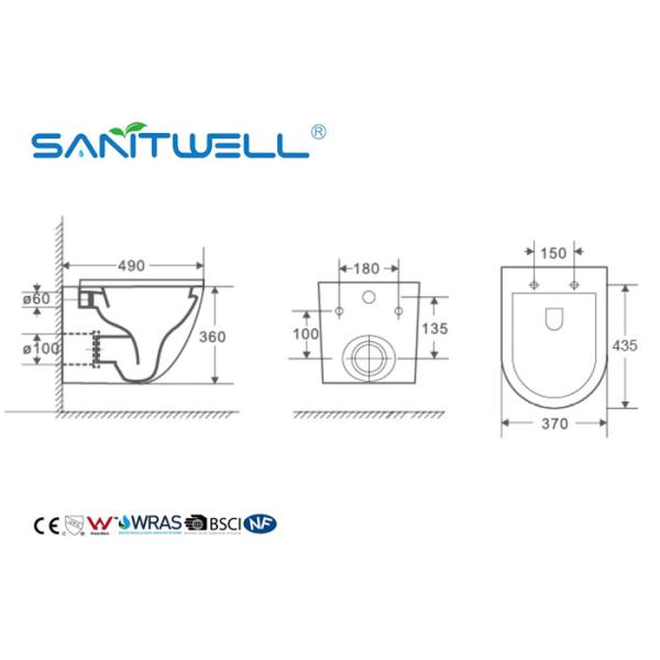 One Piece Structure Rimless Wall Mounted Wc Toilet With Ceramic White Color