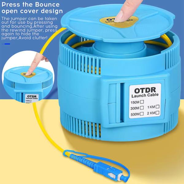 OTDR Fiber Optic Launch Cable Box FTTH SC LC ST FC 500M 1KM 2KM G.657A1 Cable Reel Box