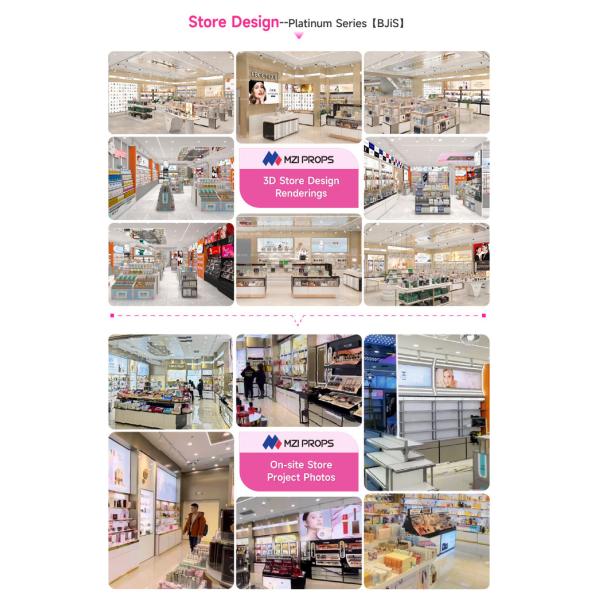 Makeup Display Cabinet Platinum Wooden Island End For Cosmetic Retail Shop Display Furniture and Perfume Store Fixtures