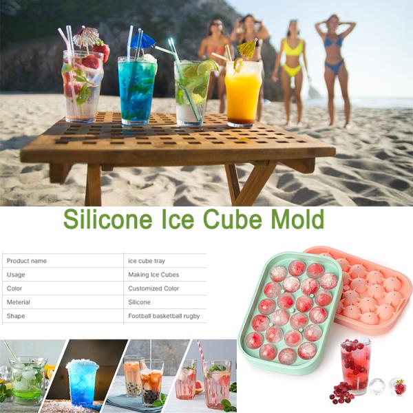 Ice Cube Tray 2 Pack Flexible Silicone 22 Ice Balls Maker With Lid BPA Free