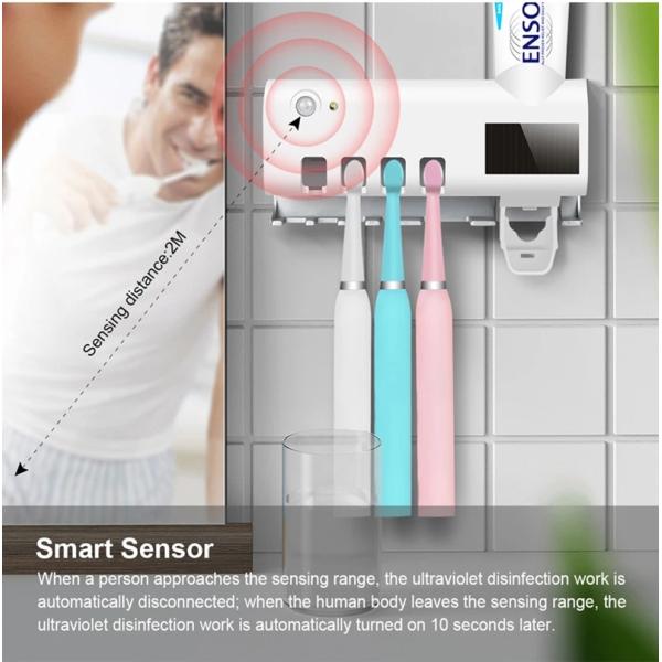 Body Sensing Uvc Toothbrush Holder Mini Ultraviolet Germicidal Toothbrush DC5V 1200mAh