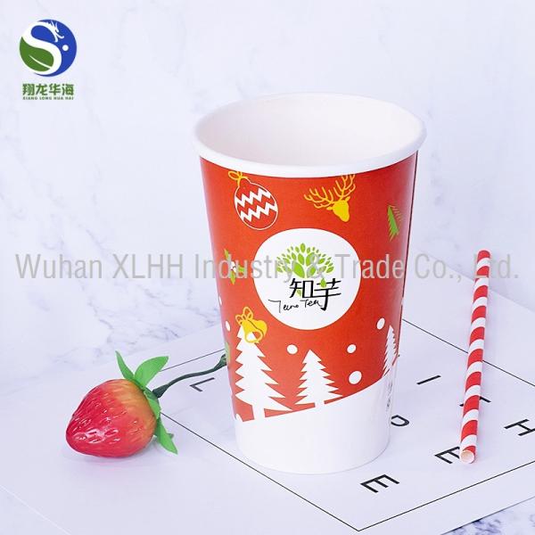 Single Walled Cold Drink Paper Cups Degradable For Milk Tea Chain Store