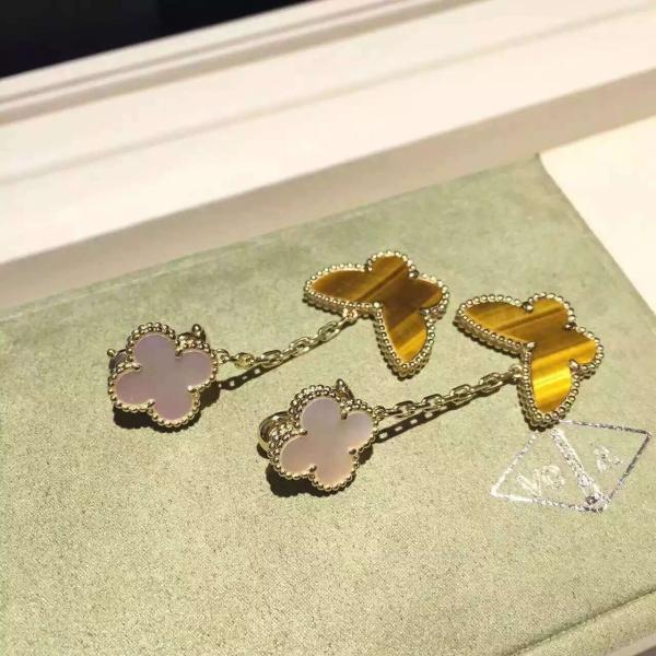 Factory Custom Van Cleef & Arpels 18K Yellow Gold Earring Clap Butterfly Drop VCARD79800