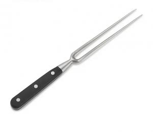 China Stainless Steel Kitchen Meat Fork With  Black Wooden Handle For Meat Carving wholesale