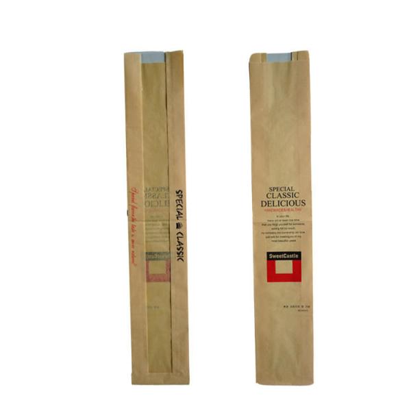 Custom Printed French Baguette Paper Bag Brown Paper Bakery Bags With Window