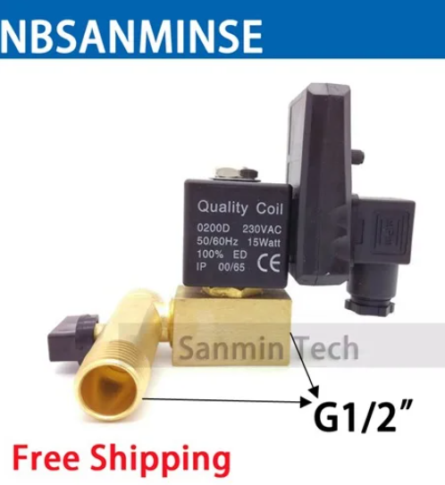 SR-D-15 G1/2" Auto Drain Air Compressor Brass Vent Device Valve Big Valve Body Solenoid Automatic Drainer NBSANMINSE