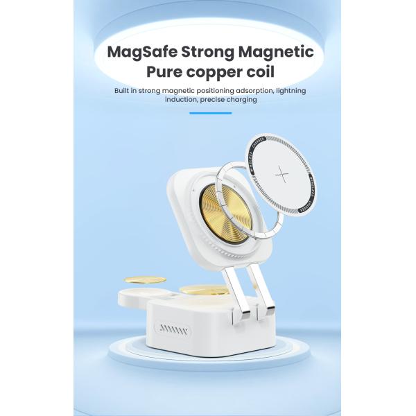 Black/White 3 In 1 Desktop Abs Pc Zinc Alloy Material Traval Wireless Charger Sensing Distance 2-6mm 9V-3A 12V-1.5A Input Voltage and Current