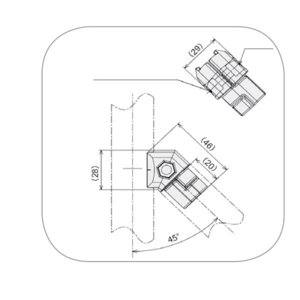 DYJ28-B09 45 Inner Type Aluminum Tube Connector for Lean System