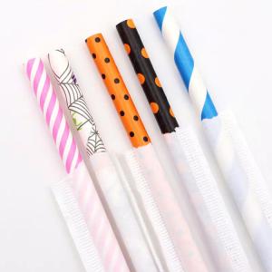 China Compostable Natural Individually Wrapped Paper Straws With Non Toxic Ink wholesale