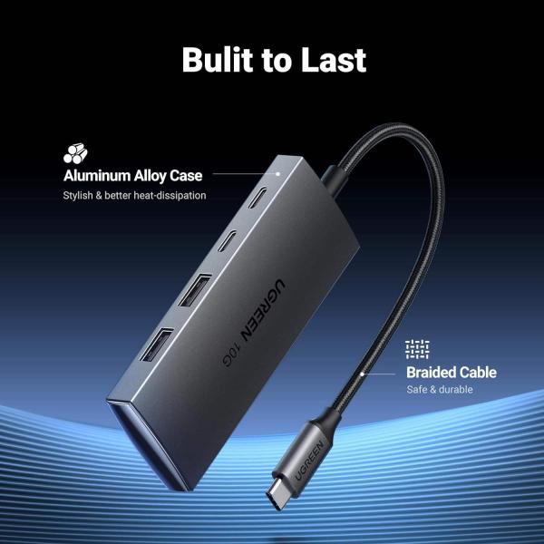 USB C Hub 10Gbps, 4 Ports USB 3.2 HUB with 2 USB-C 3.2 and 2 USB-A 3.2, USB Port Extender for MacBook