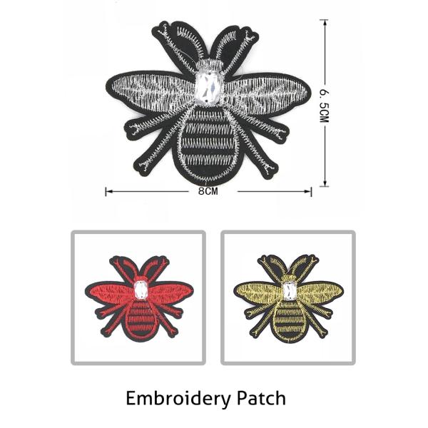 DIY Black Small Size Bee Embroidery Patch, Patch Decorative Jacket and Bag