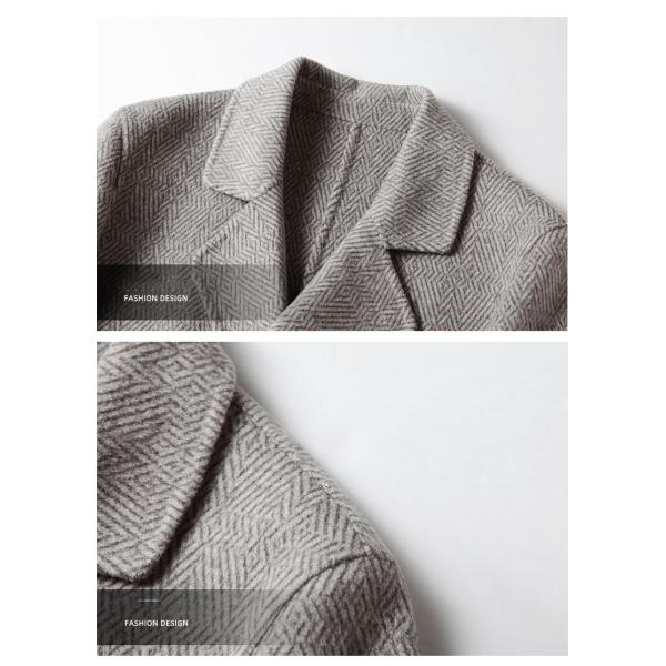 Men's Winter Wool Coat Leisure Long Sections Pure Color Overcoat with GARMENT DYED Design