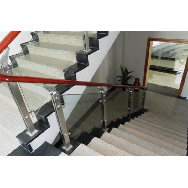 Indoor Stainless Steel Staircases glass Railing Post satin finish made in China