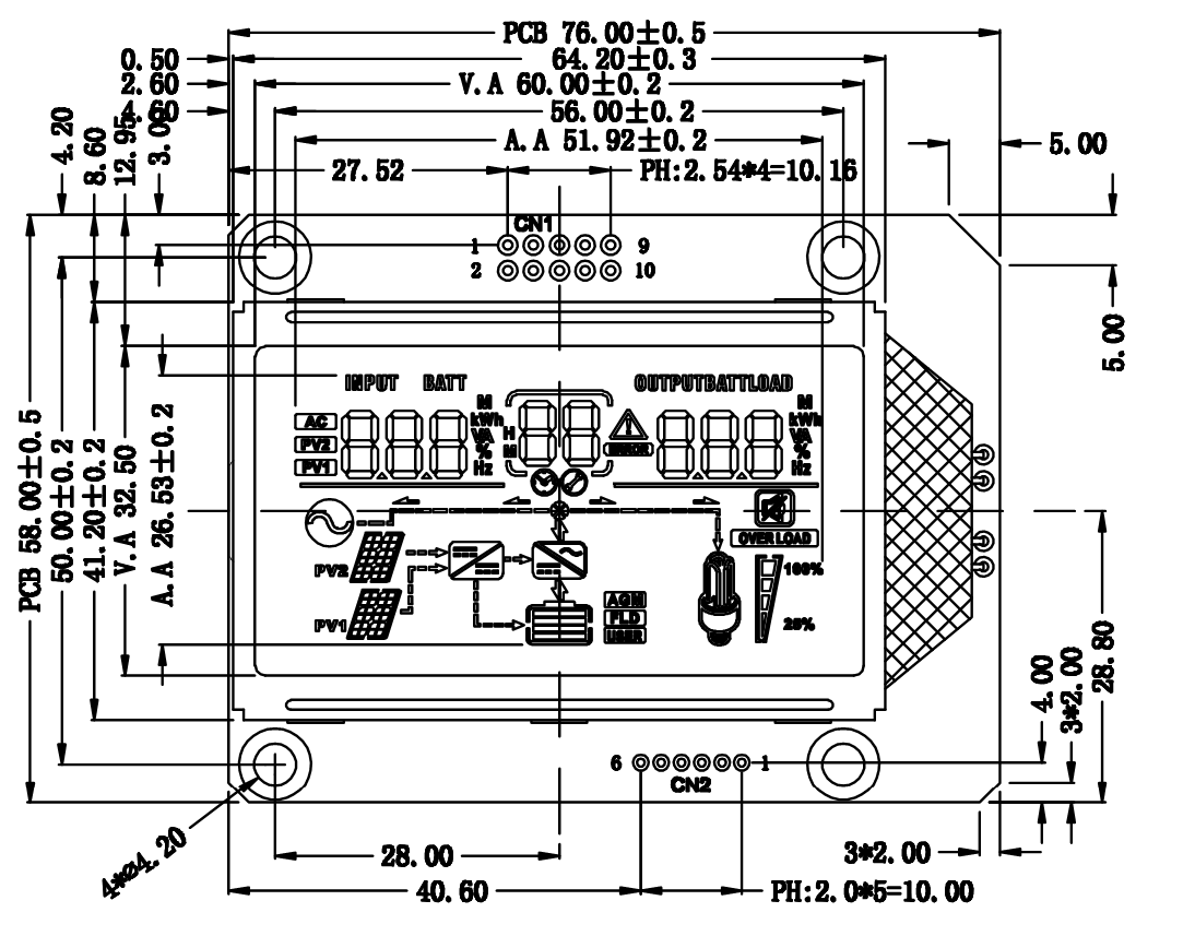 Monochrome HTN 7 Segment Display with 6 O' Clock Viewing Angle Customized Size Inverter LCD Screens from LCD