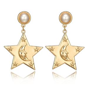 China Personality Exaggerated Star Moon Pearl Stud Earring For Woman wholesale