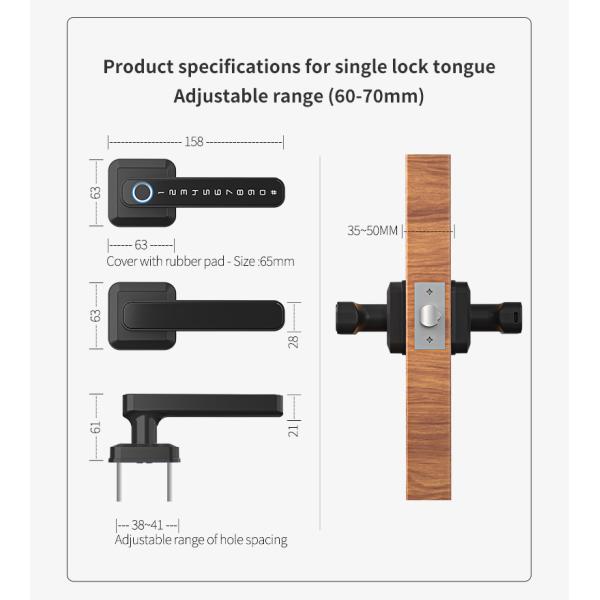 Multi Functional Fingerprint Door Locks Tuya Smart Door Lock Phone WiFi Remote Control