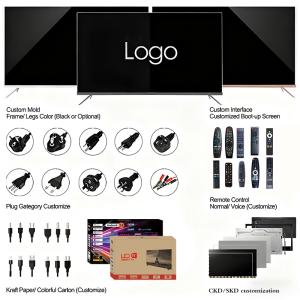 Frameless Flat Custom Sizes OEM 43 50 55 65 Inches 4K Ultra HD Android WiFi