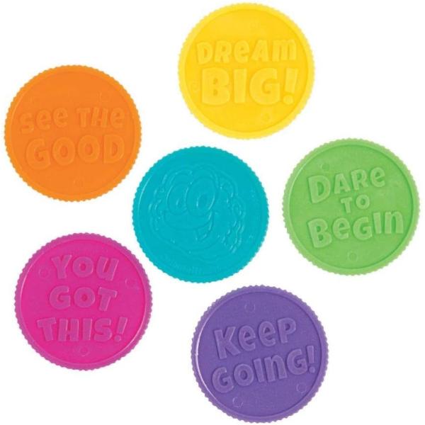 Fun Express Growth Mindset Coins Educational and Learning Activities Plastic Tokens for Kids