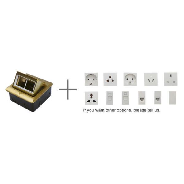 Self Grounding Gold Color Double Floor Socket , 2 Gang Floor Outlet Of 13A UK Plug