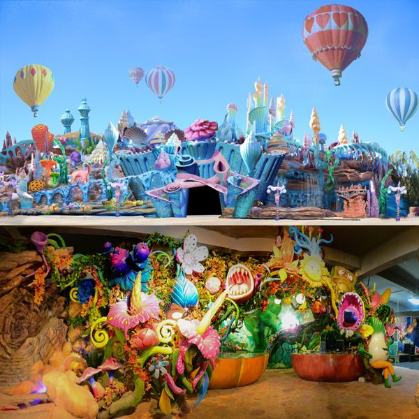 Theme Park Architecture SGS Fake Green Trees