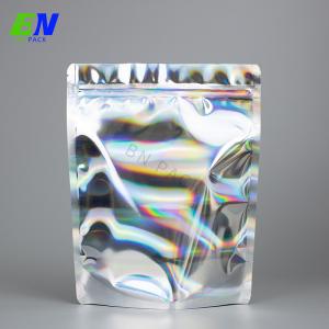 China Custom Logo Zip Lock Mylar Plastic Bag Resealable Holographic Pouch Packaging wholesale
