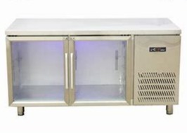 China Undercounter 2 Glass Doors Blue Light Fridge Freezer CFC Free on sale
