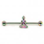 Custom rainbow stainless steel jewelry industrial piercing 14g