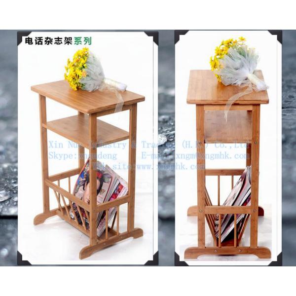 Magazine rack, bamboo phone holder, three layer shelf, bamboo wooden magazine rack